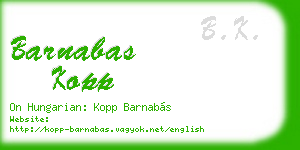 barnabas kopp business card